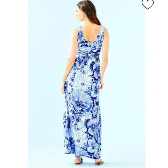 Lilly Pulitzer Sloane Maxi Dress in the Coastal Blue Catch N Keep Print - Picture 2 of 8